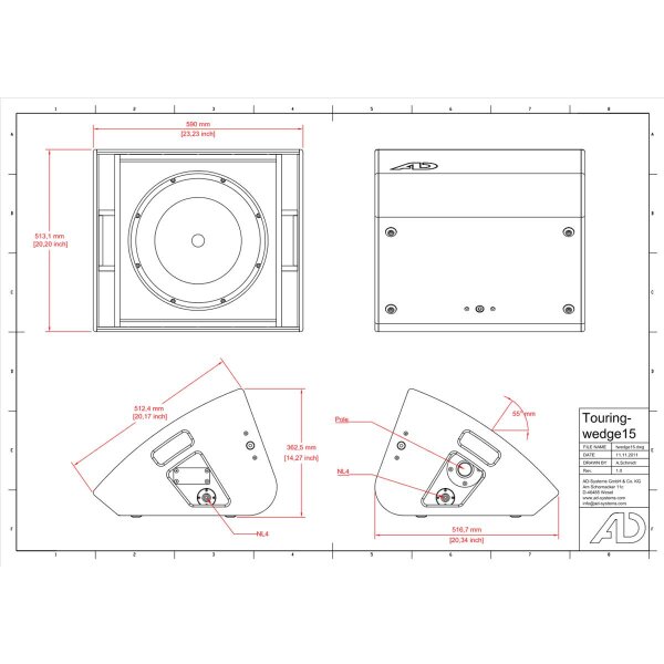 AD-Systems - TouringWedge15 (15? Koaxial-Bühnenmonitor)