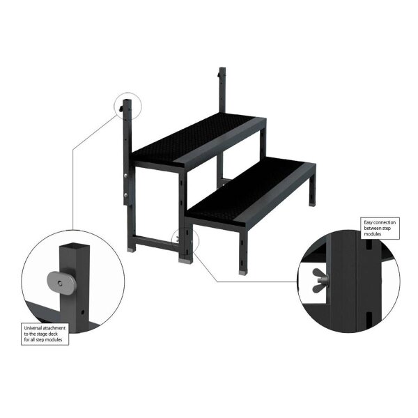 ModulaDecks MODSTR20 Stahlstufe für modulare Treppen, Höhe 20cm